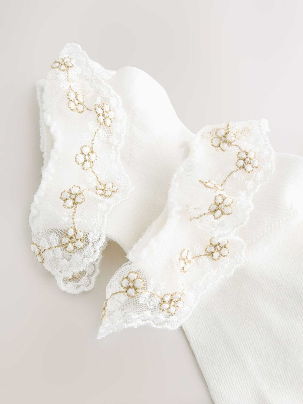 Носки хлопковые с рюшами для девочки Next AU3-116, 2 шт., Кремовый