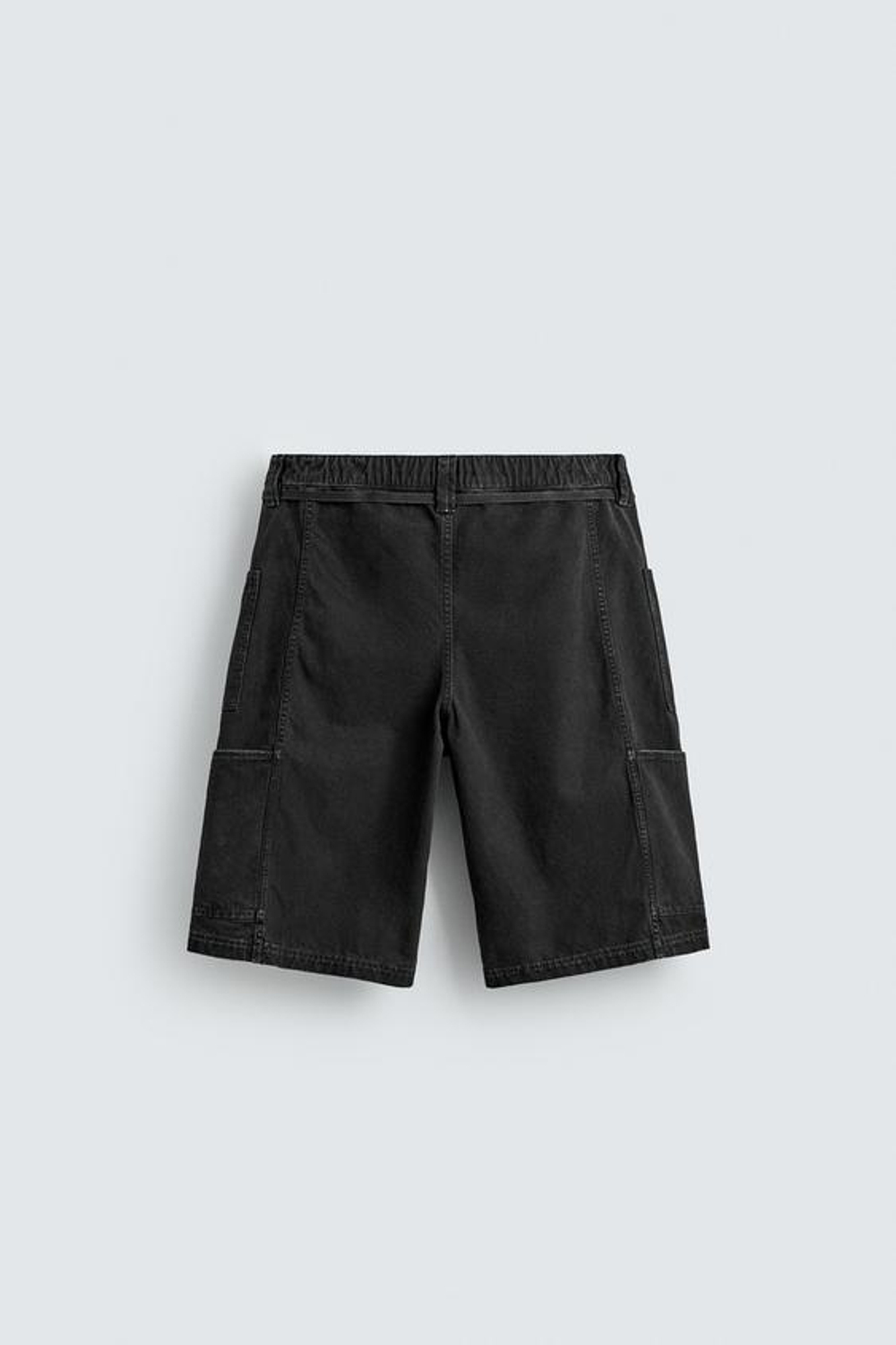 ZARA ШОРТЫ-БАГГИ С РЕМНЕМ, ЧЕРНЫЙ