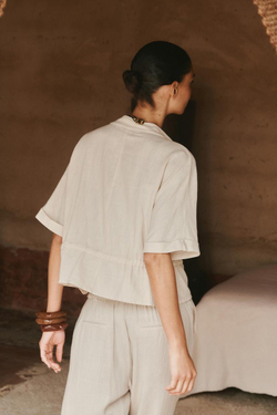 ZARA РУБАШКА САФАРИ ИЗ ЛЬНА, ПЕСОЧНЫЙ