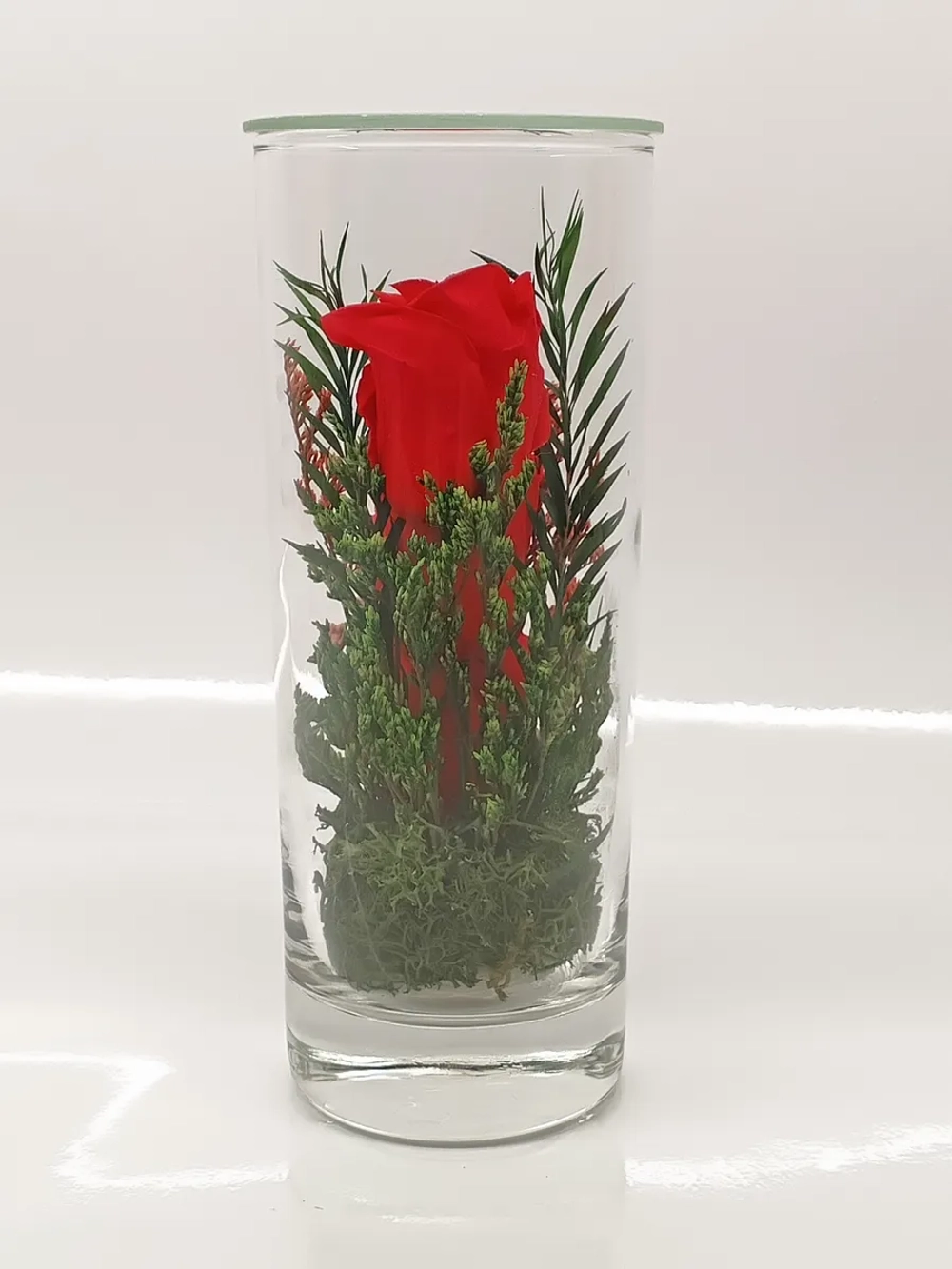 натуральные кустовые розы в стекле, вакуум*