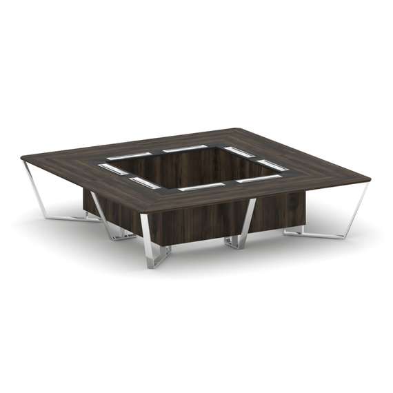 Steel Meet Стол переговорный квадратный MMK-PR.B.SP-16K Дуб Мали/Графит Глянец/Нержавеющая Сталь/Хро