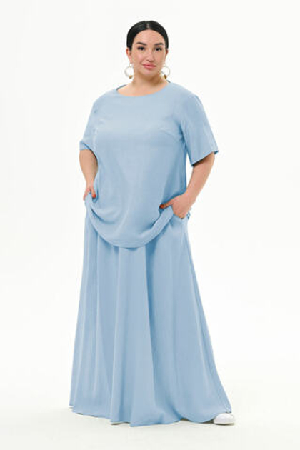 Юбка длинная из вискозы, небесный цвет