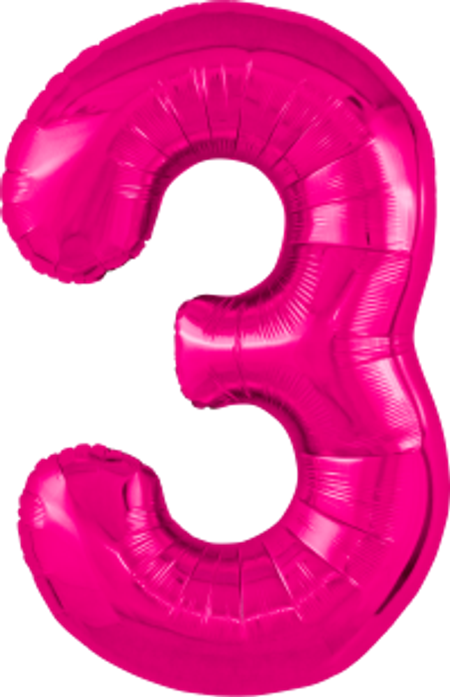 Agura Шар 40'' / 102 см "Цифра 3" Slim Фуксия (БГ-60)