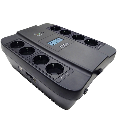 Powercom Back-UPS SPIDER, Line-Interactive, LCD, AVR, 750VA/450W, 8xSchuko outlets (4 surge & 4 batt), USB, black (1456261)