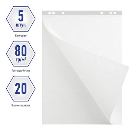 Блокнот для флипчарта, 67*92см, 20л, белый, Berlingo