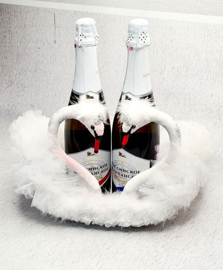 Декор для двух бутылок свадебного шампанского Жених и Невеста