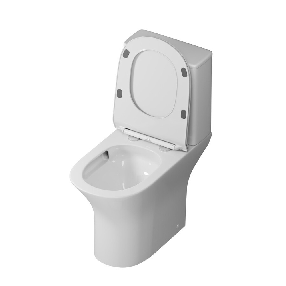Унитаз напольный Grossman Classic GR-4465SQ (640х350х800) безободковый,белый с тонкой крышкой,микролифт,смыв торнадо,2 места