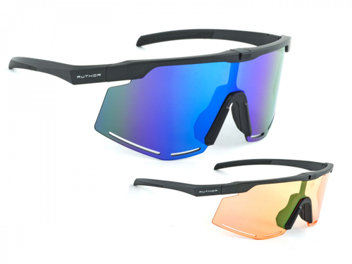 Очки 8-9201601 ZX8 Orange 65 BlueRevo 13 две пары линз 100% защита от UV + ЧЕХОЛ, ударопроч. поликарбонат(grey-matt) AUTHOR