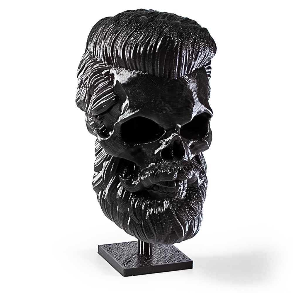 Бородатый череп фигурка для декора интерьера, арт-объект,3D печать, черный 24,5 см.