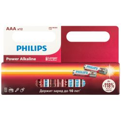 Батарейки Philips LR03P12W/51 ААА алкалиновые 1,5v 12 шт. LR03-12BL Power | Philips