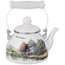 ЧАЙНИК AGNESS ЭМАЛИРОВАННЫЙ СО СЪЕМНЫМ ФИЛЬТРОМ ИЗ НЖС СЕРИЯ "FAMILY HOUSE", 1,1 Л