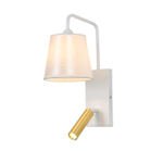 Настенный светильник 1x40Вт E27, 1x3Вт LED, 4000K, металл/ткань, белый/бронза, белый/прозрачный плафон