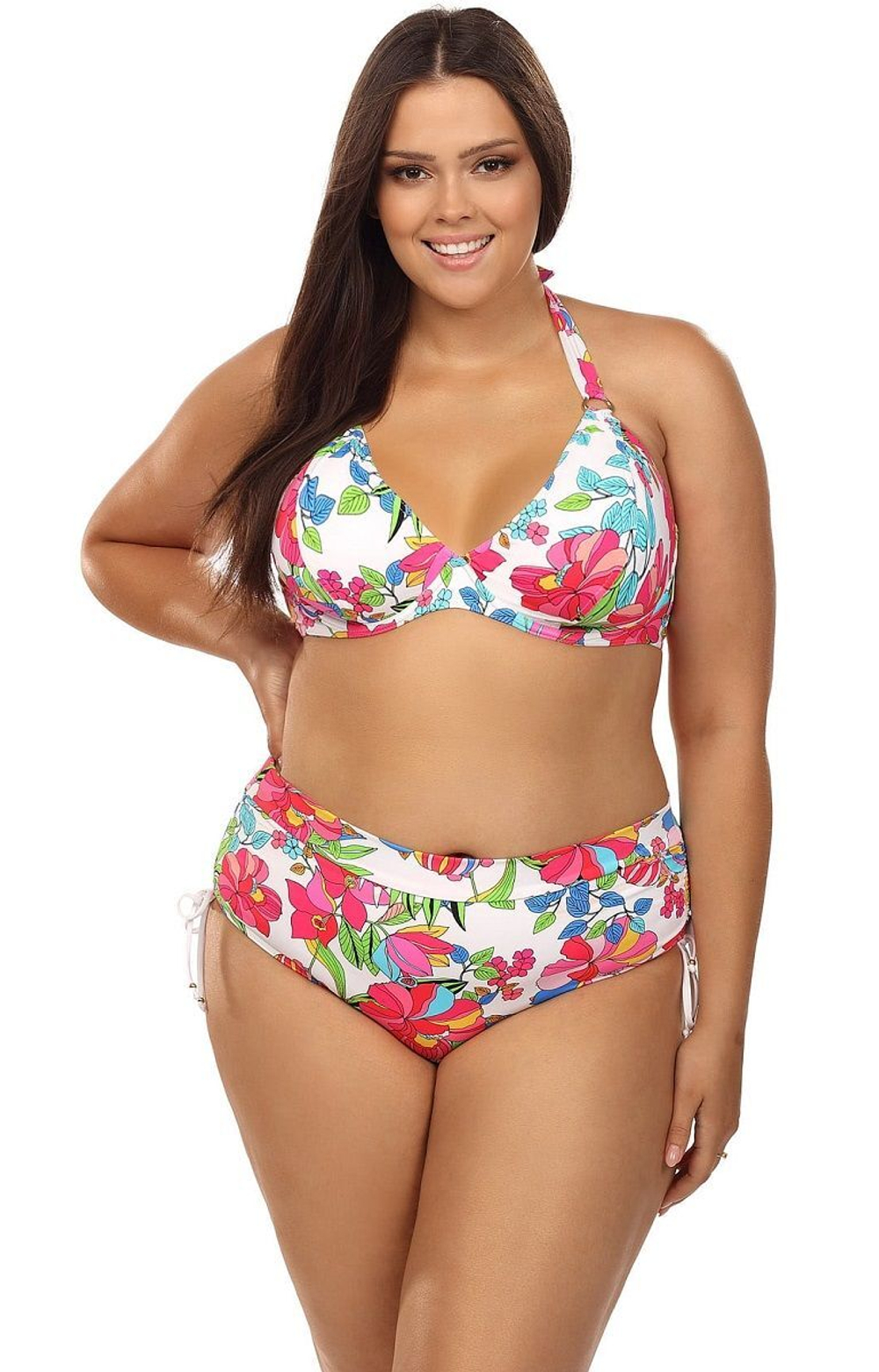 Купальник plus size с ярким цветочным принтом (Размер: 75F/38) (Цвет: разноцветный)