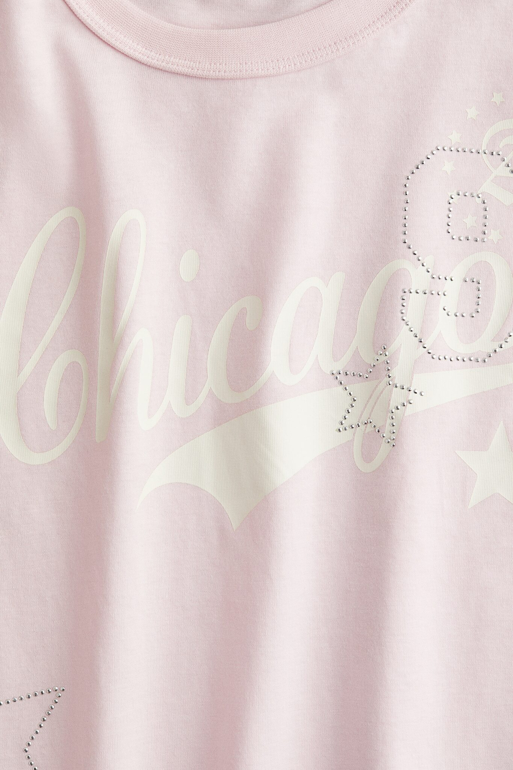 H&M Футболка оверсайз с принтом, светло-розовый