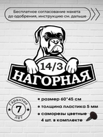 Адресная табличка с собакой породы Боксёр, 60х45 см.