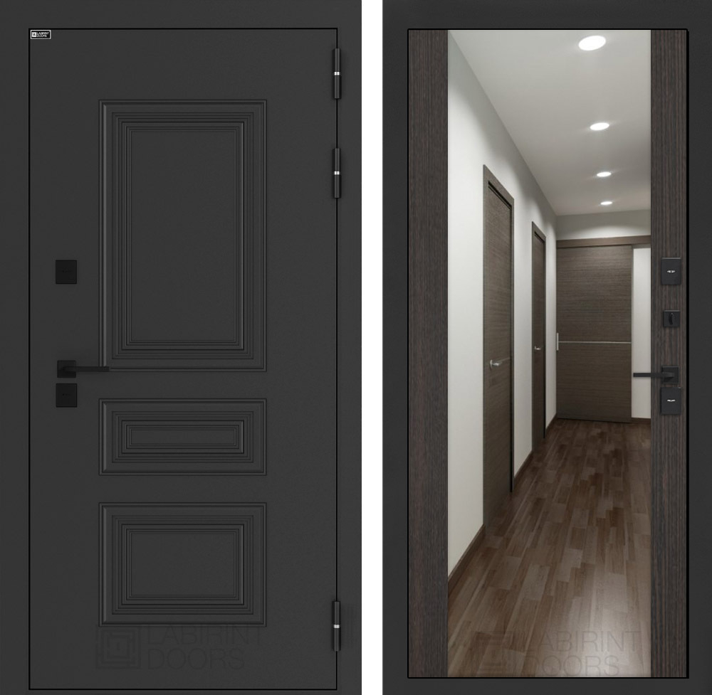 Дверь входная Лабиринт АЛЯСКА ЛАЙТ с зеркалом Максимум Венге металлическая