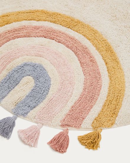 Круглый ковер Tadea 100% хлопок разноцветная радуга Ø 100 см