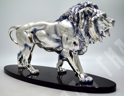 Лев на подставке. Гальваника, серебро, кристаллы Swarovski.ХХ в.. Италия, Реканати, Otta