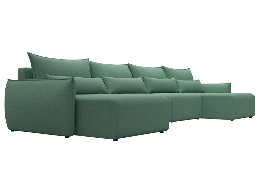 Диван П-образный Лига-051 НПБ Лонг РОГОЖКА Амур 11 зеленый