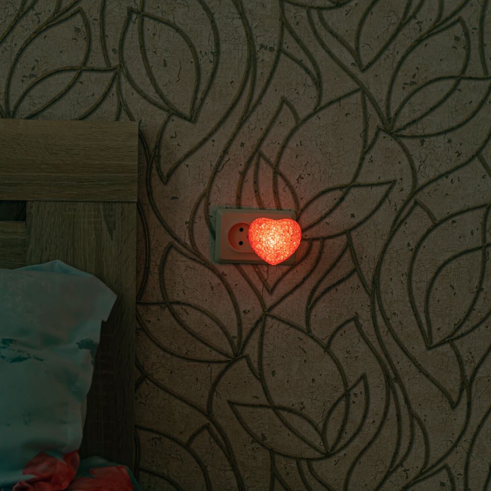 DTL-309-Сердечко-RED-1LED-0.1W Светильник-ночник. Выключатель на корпусе. Блистер