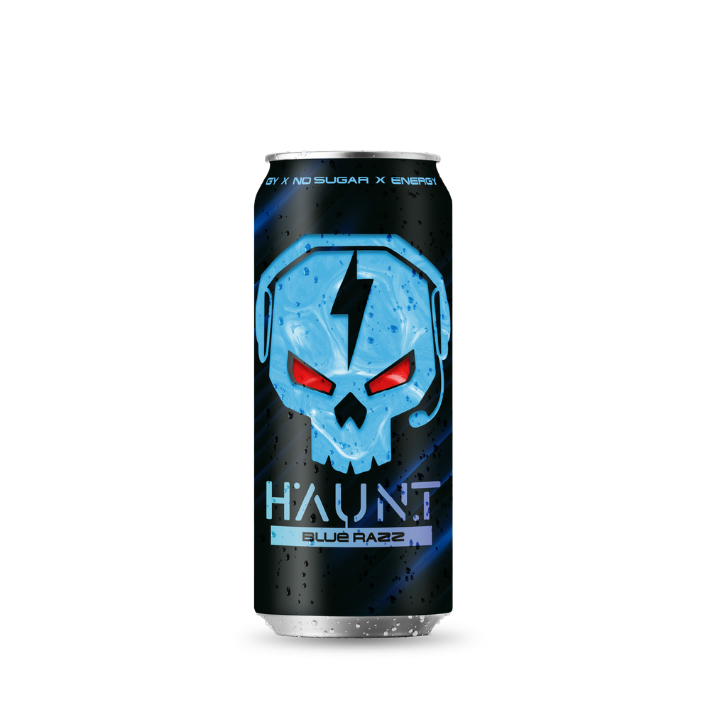 Тонизирующий напиток HAUNT Голубая Малина ж/б  0,450л х 12шт  АТ