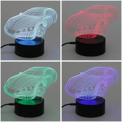 Светильник ночник «3D-Тачка» на пластиковой подставке, с включателем USB