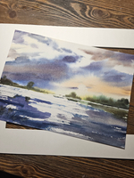 Картина авторская акварельная в паспарту 30х40 см на стену для интерьера "Отражающая свет..."