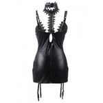 Кожаная сорочка-грация Ohyeah с пажиками и чокером, XL-2XL