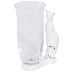 Ваза для цветов Кошка Шелби с чашей Аура Белая