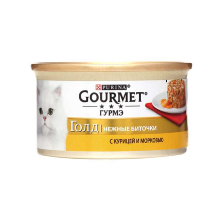 Корм Gourmet Gold нежные биточки курица и морковь 85 гр