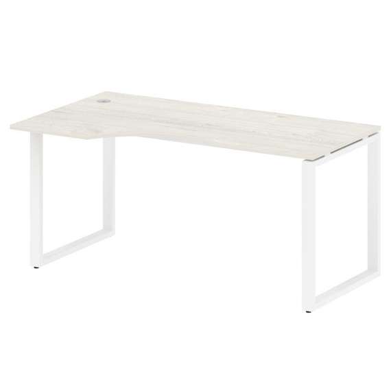 Metal System Стол криволинейный левый на О-образном м/к БО.СА-1 (L) Дуб Наварра/Металл Белый 1600*90