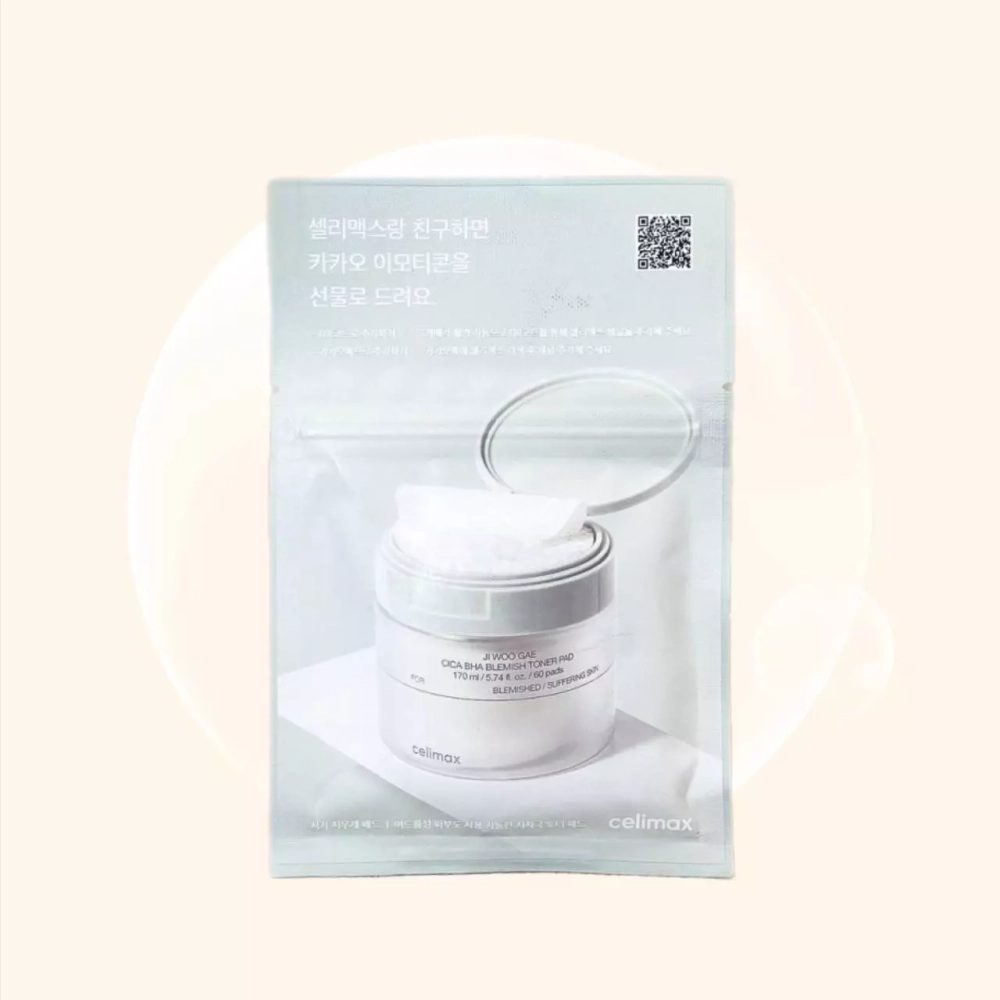 Celimax Пэды для борьбы с несовершенствами кожи - Jiwoogae cica BHA blemish toner pad, 10шт, шт