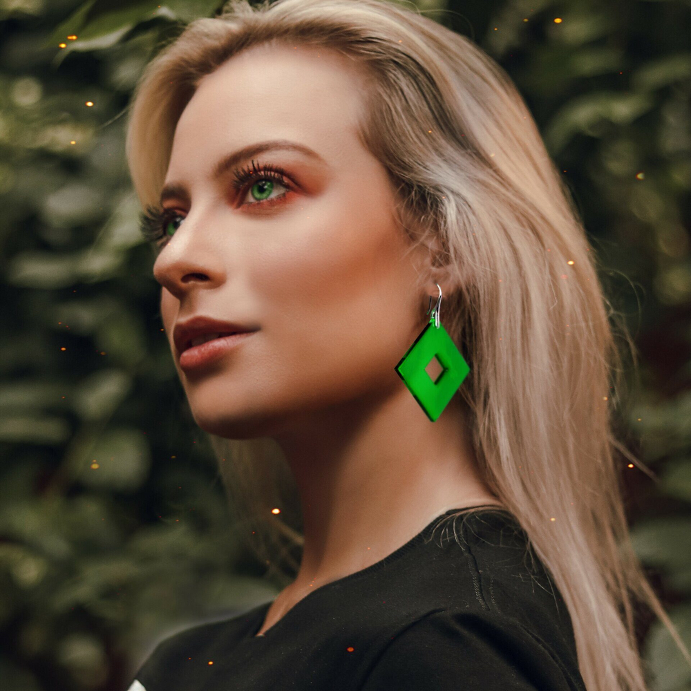Ромбы / Rhombus, earrings, Apple
