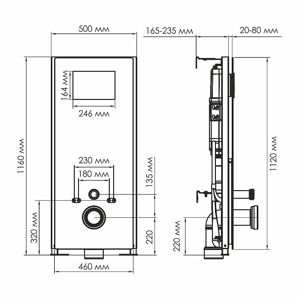 Инсталляция для унитаза WasserKraft Abens 20TLT.010.ME.BL.MG01 черная панель/кнопка золото матовое