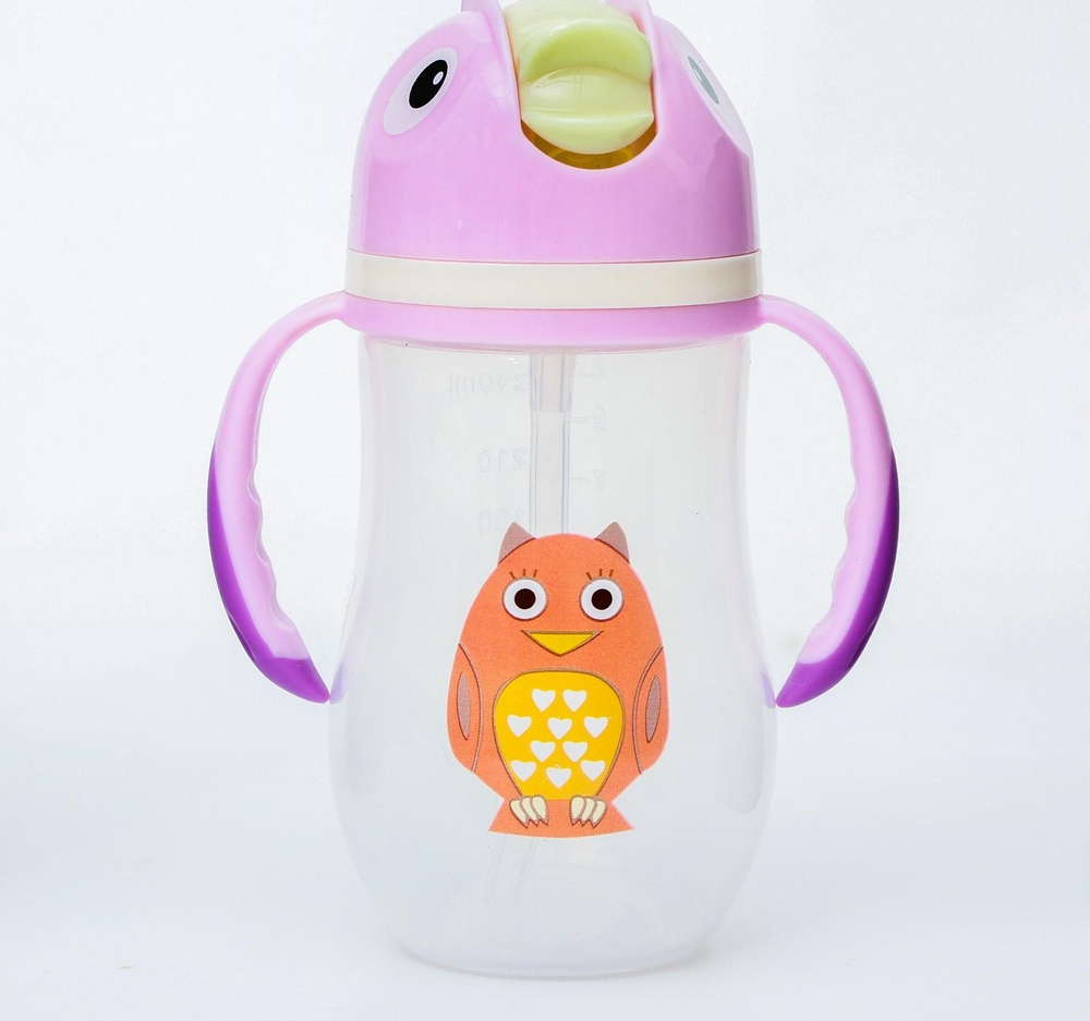 4780659 Поильник детский с силиконовой трубочкой «Совушка», 240 мл., цвет фиолетовый