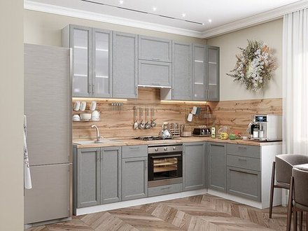 Угловая модульная кухня Сканди-04 Grey Softwood - Белый 2340*2650/1590*600