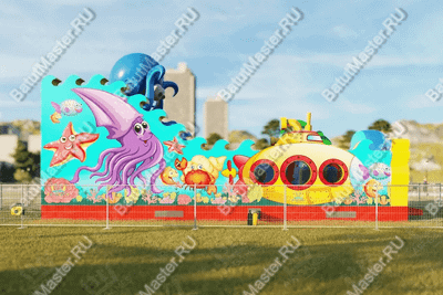 Коммерческий надувной батут "Веселый осьминог" 10*6*6 м