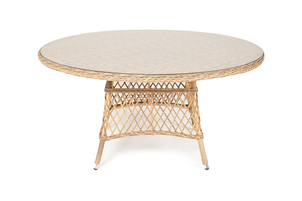 "Эспрессо" плетеный круглый стол, диаметр 150 см, цвет соломенный