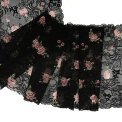 Кружево эластичное черное/прованс 21 см, Китай