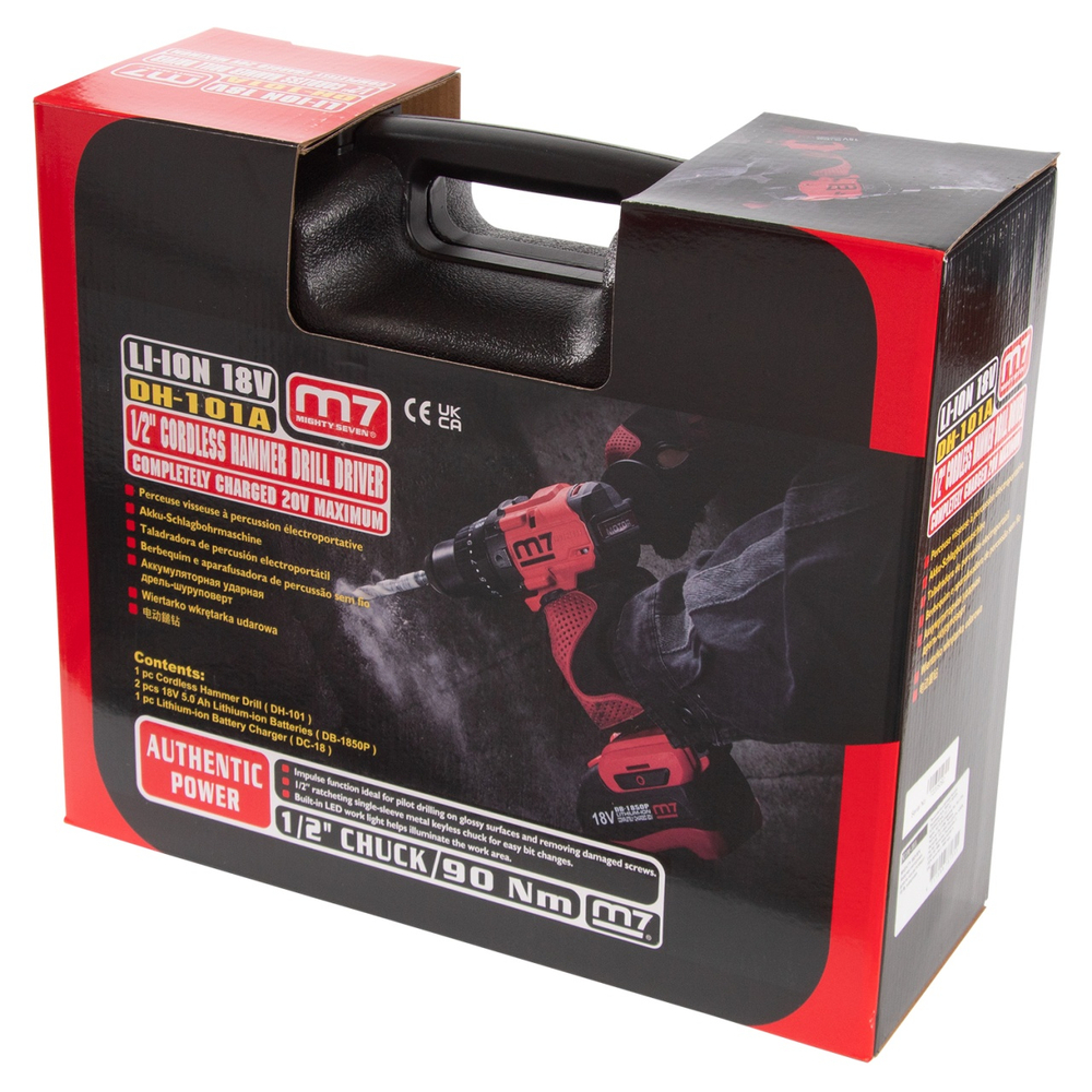 Аккумуляторная дрель-шуруповерт 18 В, ударная, кейс MIGHTY SEVEN DH-101A