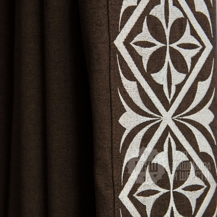 Люксовые шторы с вышивкой ДЮПОНН (арт. BL01-247-03) - (200х280)х2 см. - коричневые