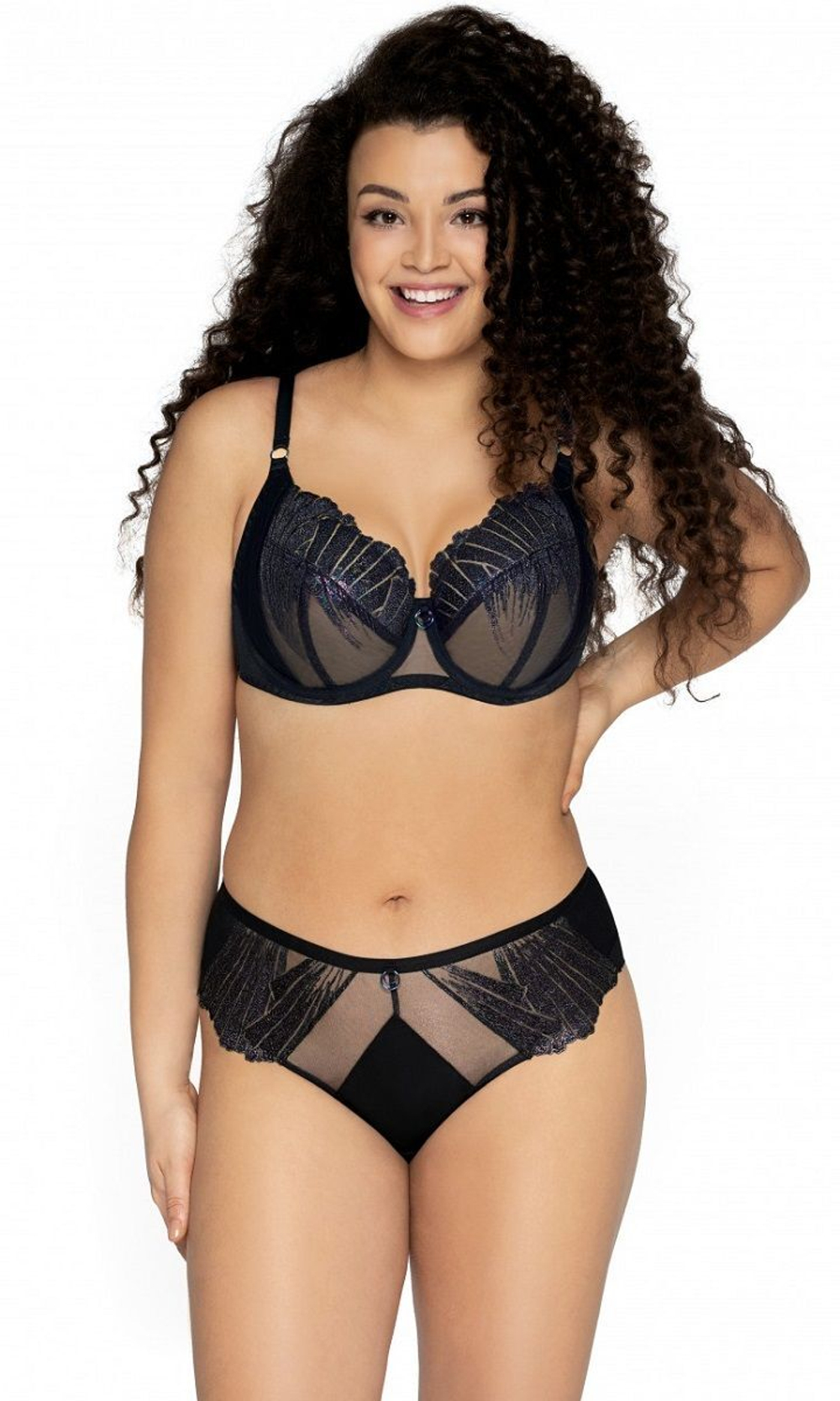 Трусики-слипы с блестящими элементами (Размер: L) (Цвет: черный)