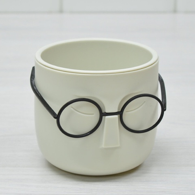 Кашпо Стив 0,65л 11,5см со вставкой (белый ротанг)