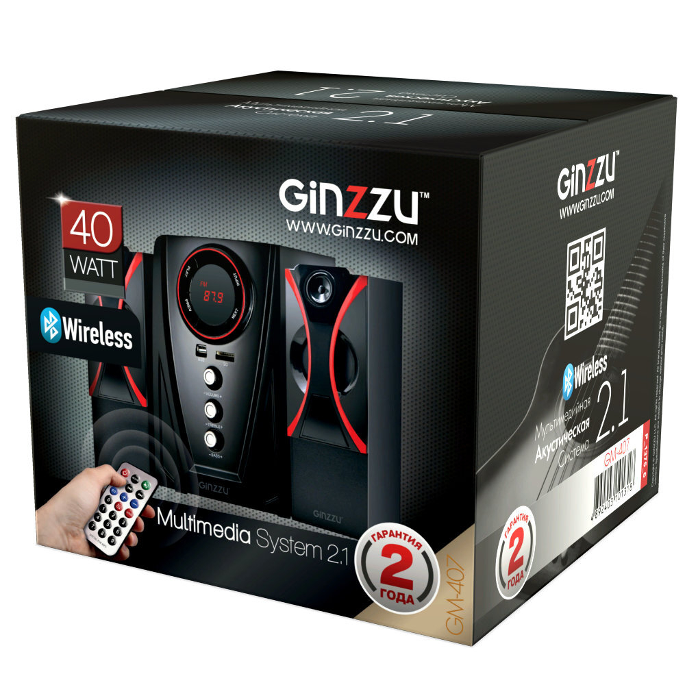 Акустика Ginzzu GM-407 USB/FM/40W Bluetooth (2.1)