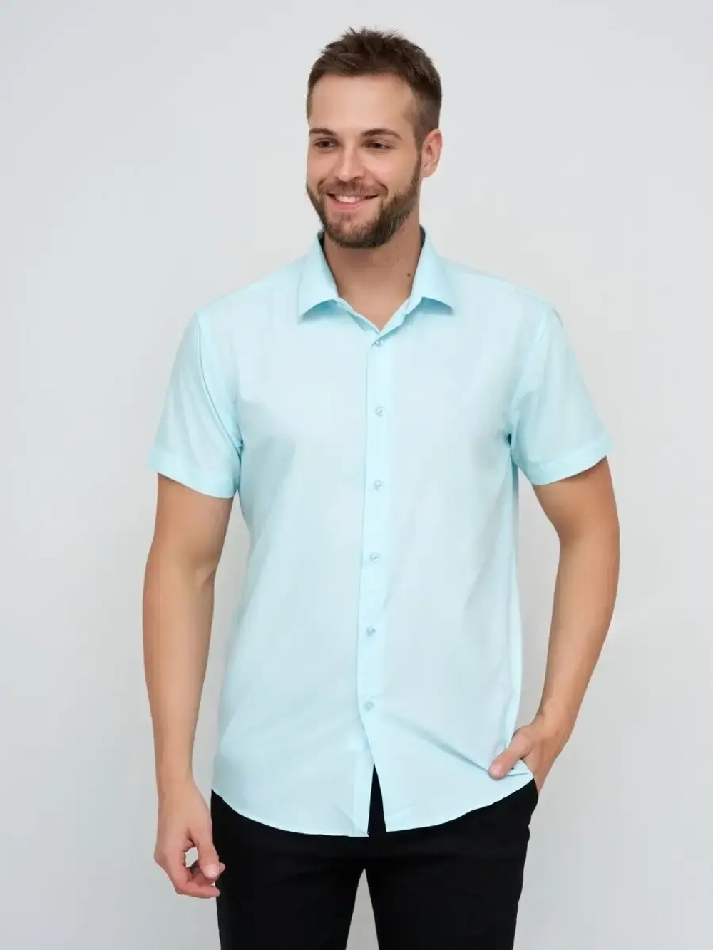 Рубашка приталенная с коротким рукавом