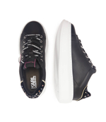 Кожаные кроссовки kapri ikon rhinestone tab Karl Lagerfeld - черный(KL62547)