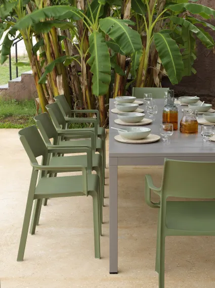 Стол пластиковый раздвижной Rio, 210-280х100 см, коричневый