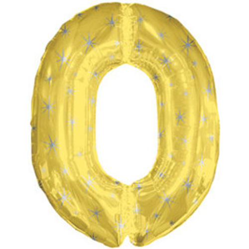 Фольгированный шар Цифра 0 искры золото 107 см