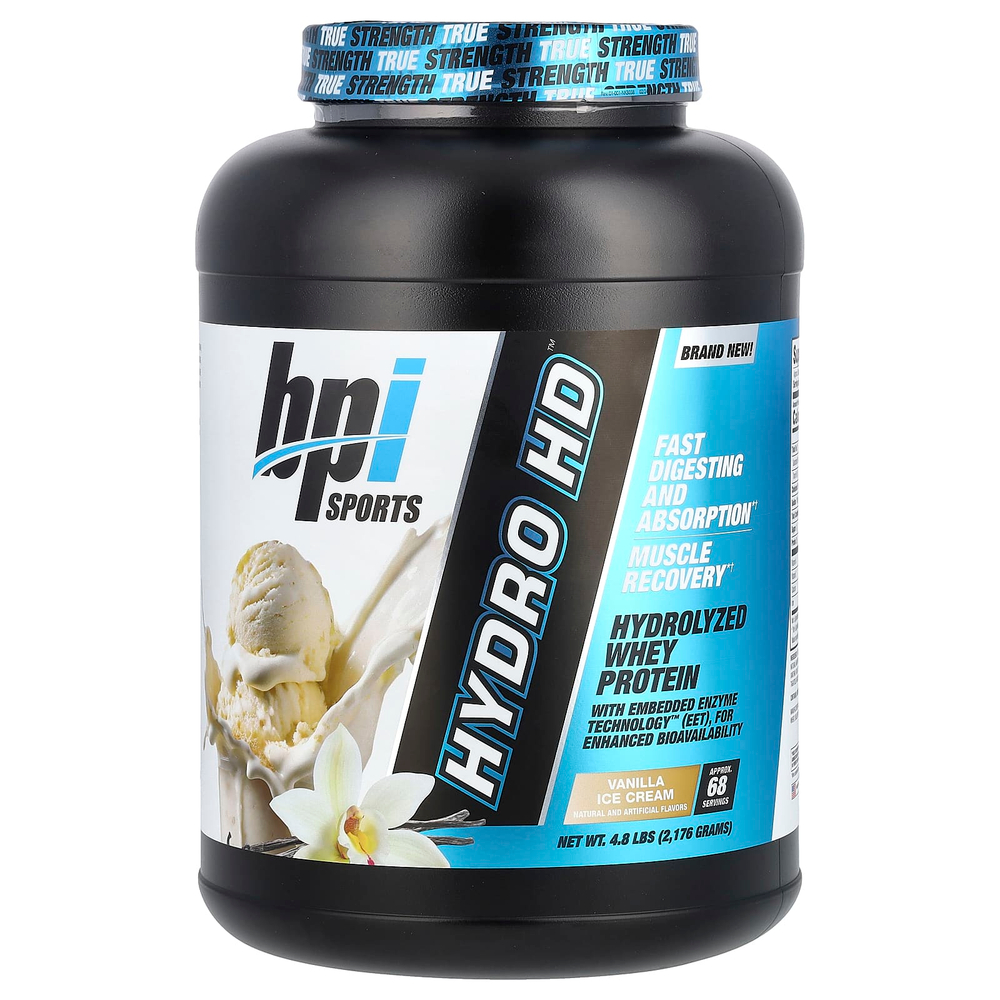 BPI Sports, Hydro HD ™, гидролизованный сывороточный протеин, ванильное мороженое, 2176 г (4,8 фунта)
