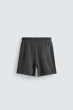 ZARA ШОРТЫ С ВАФЕЛЬНОЙ ФАКТУРОЙ И ЭФФЕКТОМ ПОТЕРТОСТИ, АНТРАЦИТОВО-СЕРЫЙ